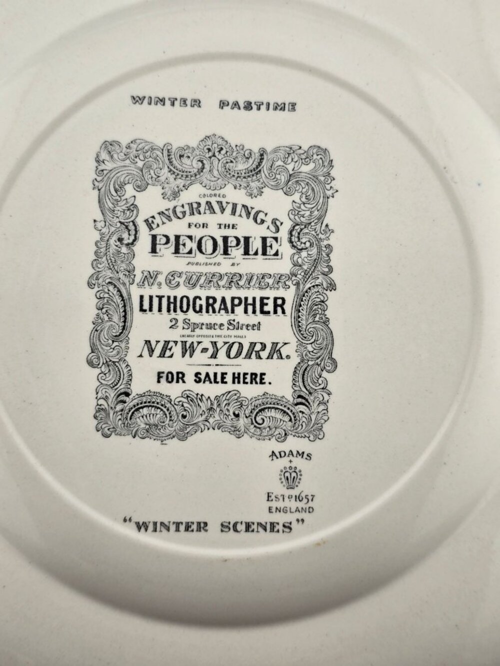 Adams China Winter Pastime 10.5" Dinner Plate Winter Scenes B. Altman England - Picture 10 of 11
